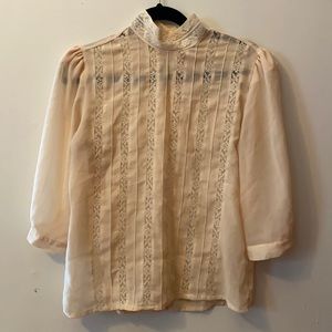 Vintage sheer lace blouse mockneck